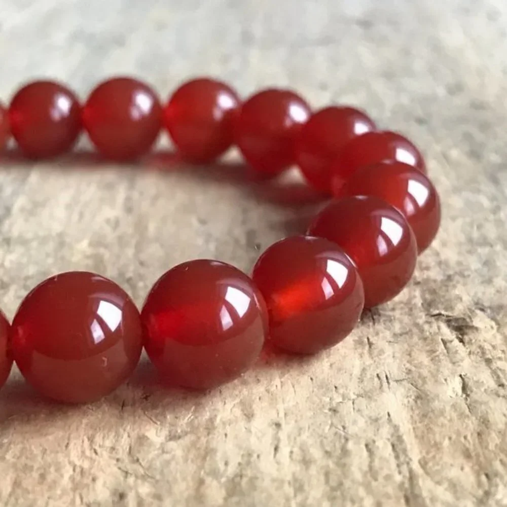Men's Carnelian Gemstone Beaded Stretch Bracelet - 10mm Beads